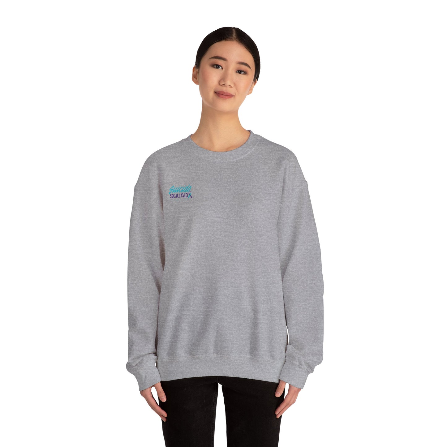 Suicide Awareness Crewneck Sweatshirt – Every Storm Runs Out of Rain Design