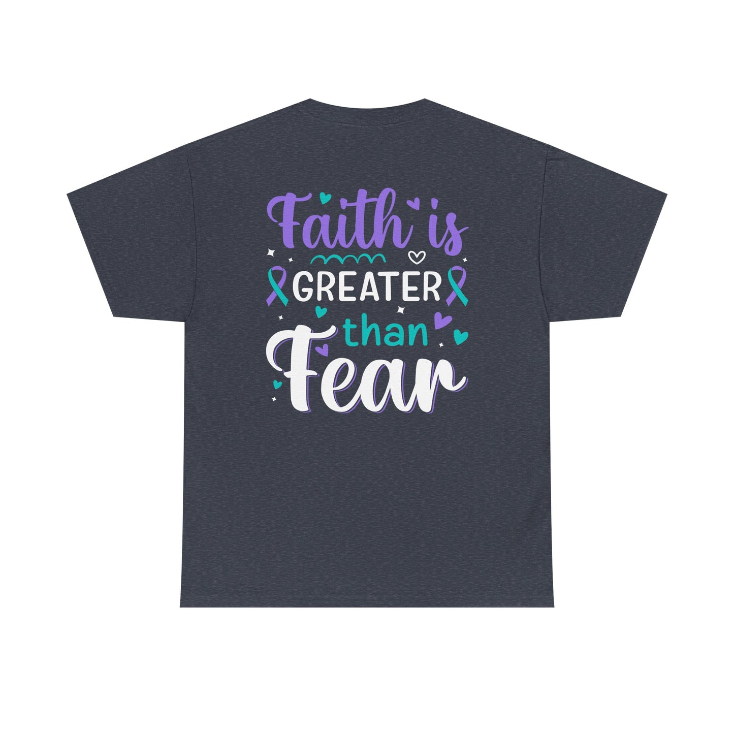 Inspirational Unisex Heavy Cotton Tee - "Faith is Greater than Fear"