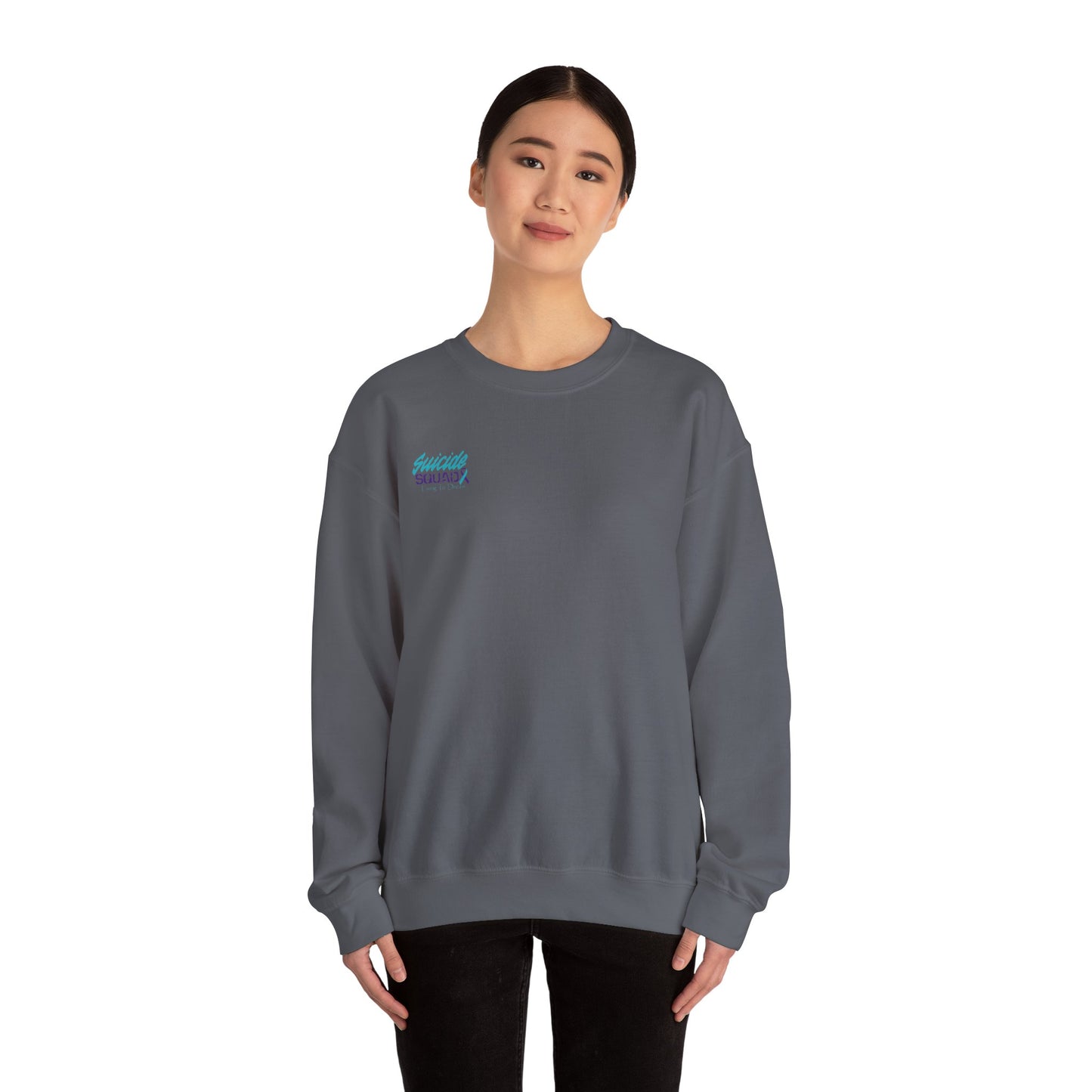 Suicide Awareness Crewneck Sweatshirt – Every Storm Runs Out of Rain Design