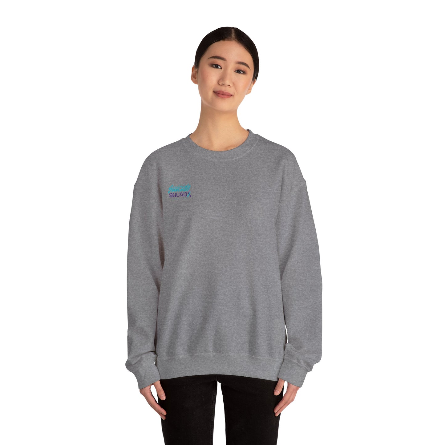 Suicide Awareness Crewneck Sweatshirt – Every Storm Runs Out of Rain Design