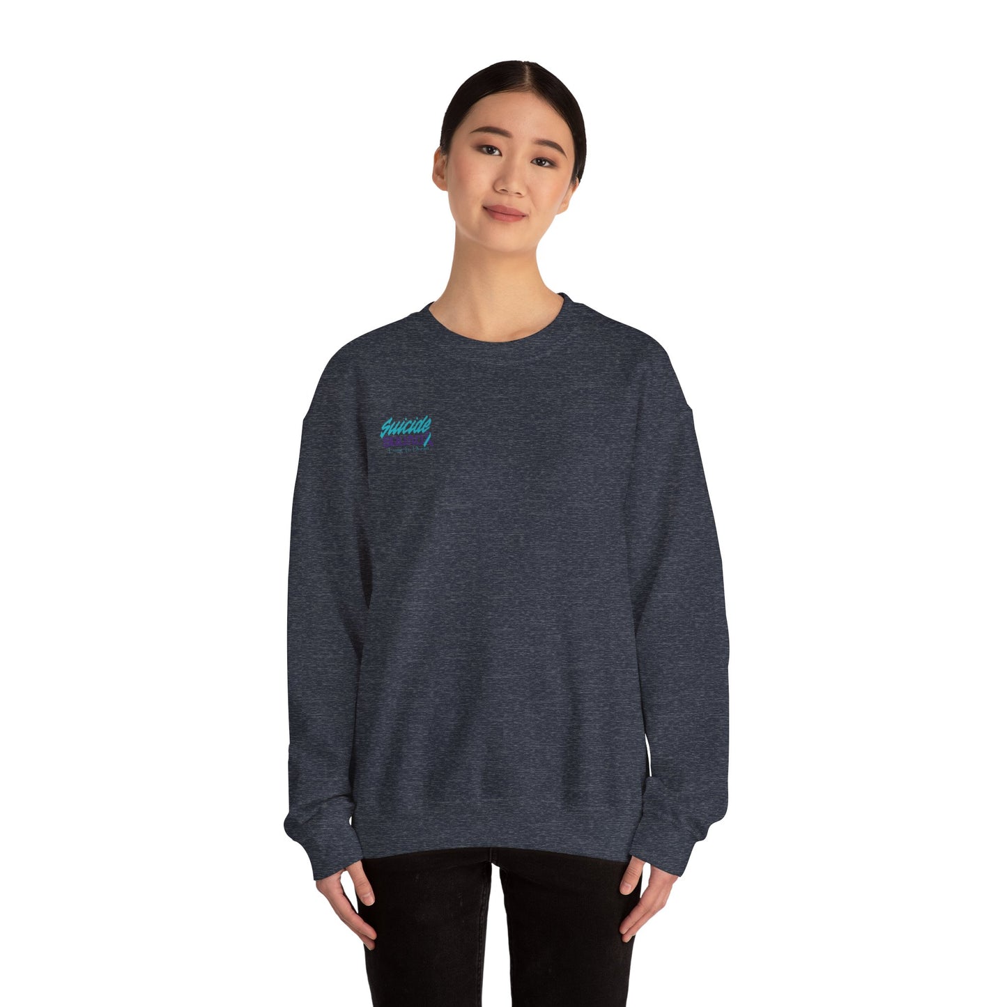 Suicide Awareness Crewneck Sweatshirt – Every Storm Runs Out of Rain Design