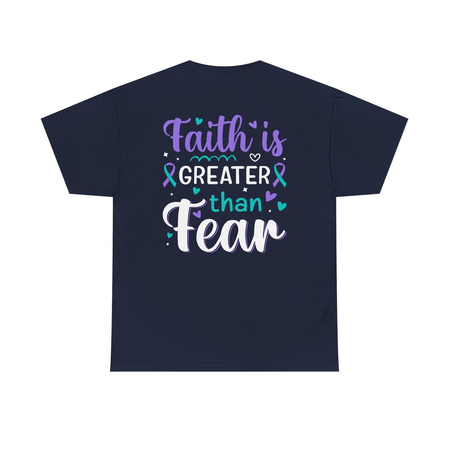 Inspirational Unisex Heavy Cotton Tee - "Faith is Greater than Fear"