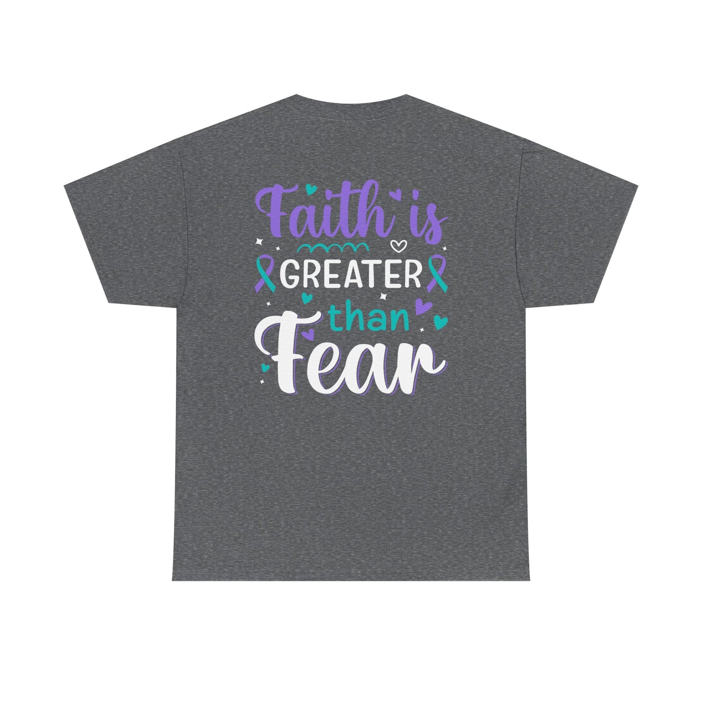 Inspirational Unisex Heavy Cotton Tee - "Faith is Greater than Fear"